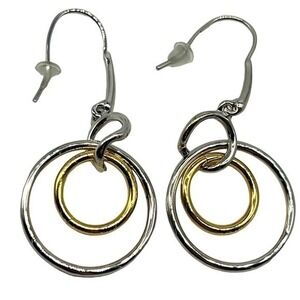 NEW Real Simple RS silver & gold drop dangle circle fashion earrings sty…